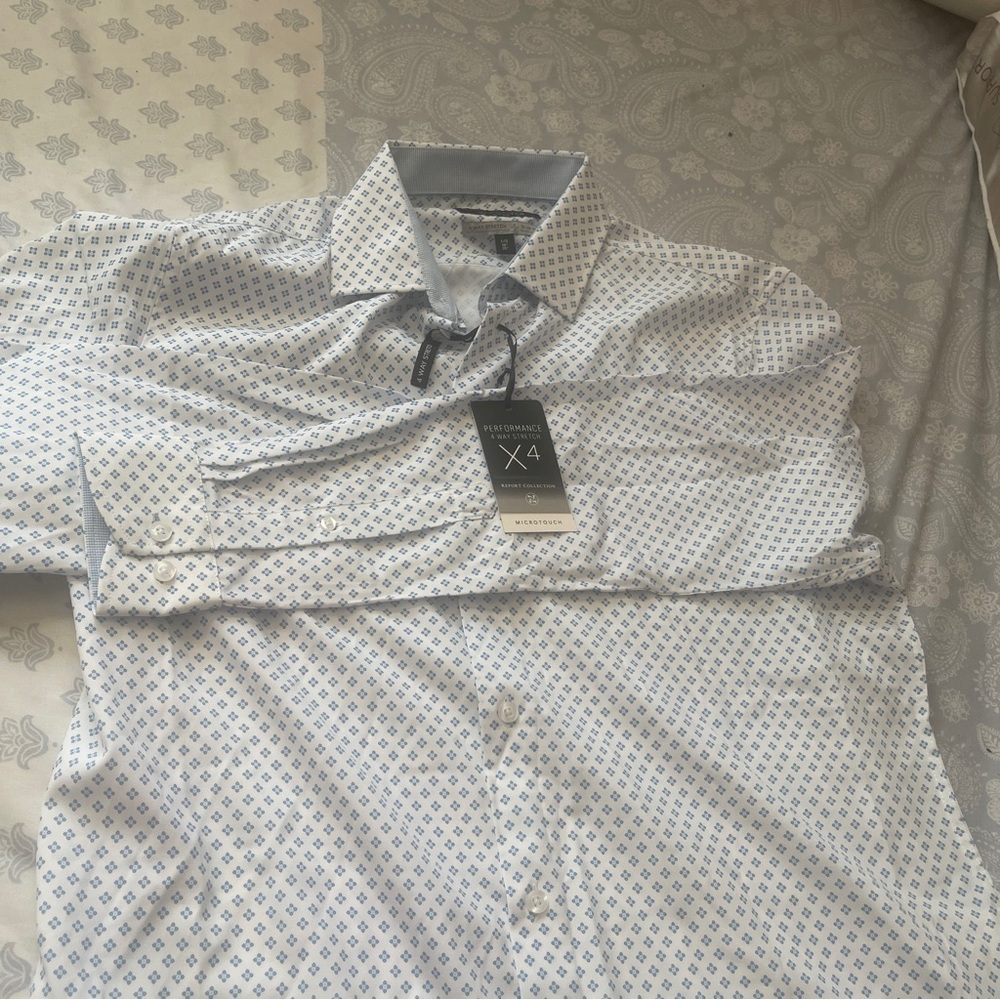 Report Collection Light Blue Diamond Pattern Shirt